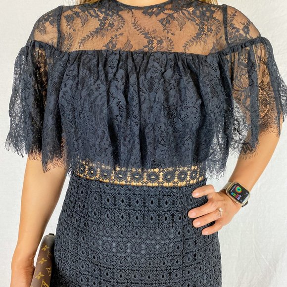 Cynthia Rowley Black Lace Midi Dress $498 - Picture 2 of 10